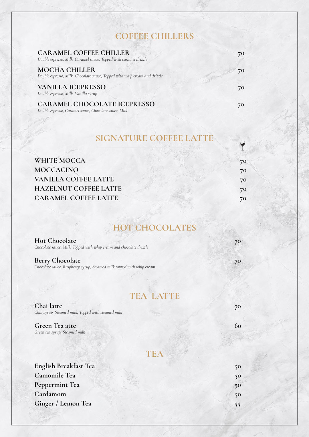 Menu – À La Lune Restaurant